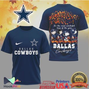 Dallas Cowboys Snoopy Peanuts Most Wonderful Time Fall Autumn T Shirt