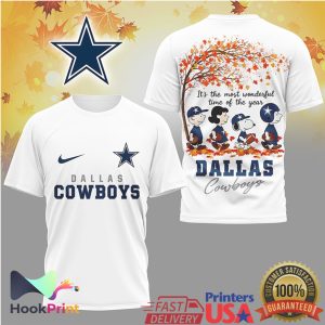Dallas Cowboys Snoopy Peanuts Most Wonderful Time Fall Autumn T Shirt