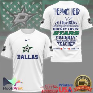 Dallas Stars Hockey Loving Teacher Teach Love Inspire T Shirt