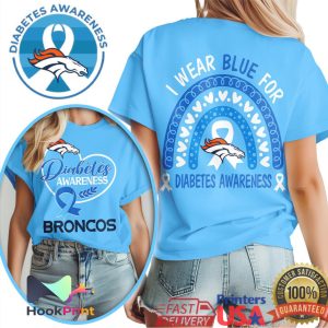 Denver Broncos Diabetes Awareness Blue Ribbon Rainbow Football Fan T Shirt Denver Broncos Diabetes Awareness Blue Ribbon Rainbow Football Fan T Shirt