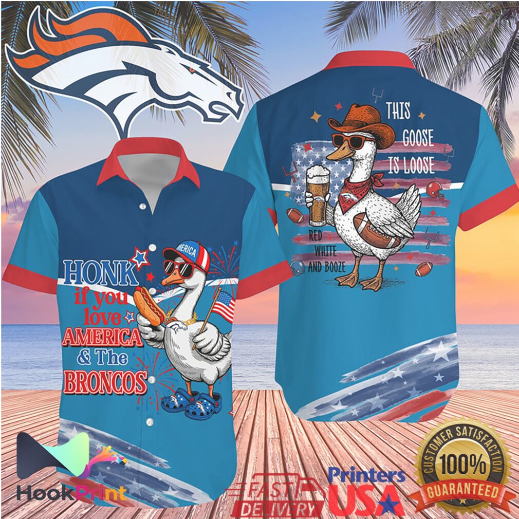 Denver Broncos Honk If You Love America Funny Goose Hawaiian Jersey Denver Broncos Honk If You Love America Funny Goose Hawaiian Jersey