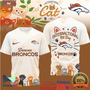 Denver Broncos International Cat Day Paw Prints 2026 Retro Style Men Women Fans T Shirt Denver Broncos International Cat Day Paw Prints 2026 Retro Style Men Women Fans T Shirt
