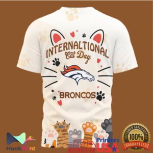 Denver Broncos International Cat Day Paw Prints 2026 Retro Style Men Women Fans T Shirt