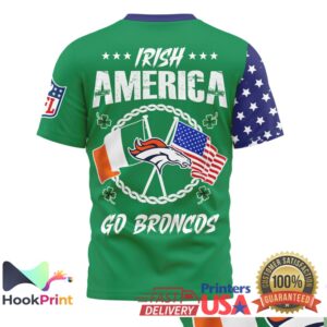 ,Denver Broncos Irish America St. Patrick's Day 2026 Vintage Fan Apparel T Shirt