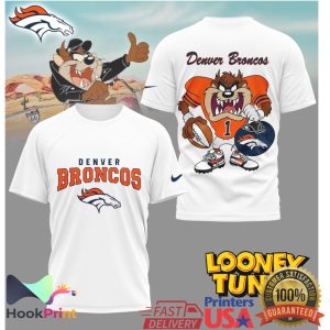 Denver Broncos Looney Tunes Taz Football Graphic T Shirt