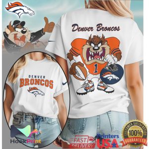 Denver Broncos Looney Tunes Taz Football Graphic T Shirt