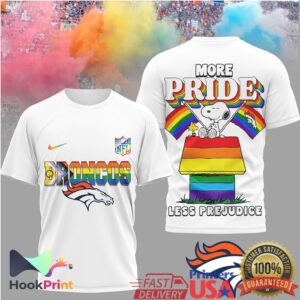 Denver Broncos More Pride Less Prejudice Snoopy LGBTQ Rainbow 2026 T Shirt Denver Broncos More Pride Less Prejudice Snoopy LGBTQ Rainbow 2026 T Shirt