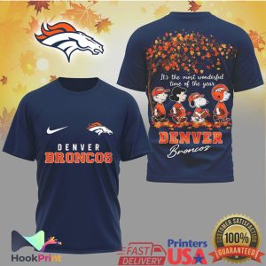 Denver Broncos Peanuts Gang Autumn Leaves Fall Football Fan T Shirt Denver Broncos Peanuts Gang Autumn Leaves Fall Football Fan T Shirt