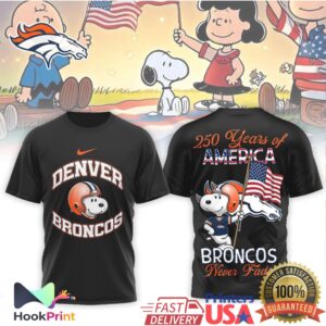 Denver Broncos Snoopy 250 Years of America Patriotic NFL Fan T Shirt Denver Broncos Snoopy 250 Years of America Patriotic NFL Fan T Shirt