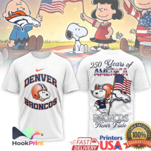 Denver Broncos Snoopy 250 Years of America Patriotic NFL Fan T Shirt