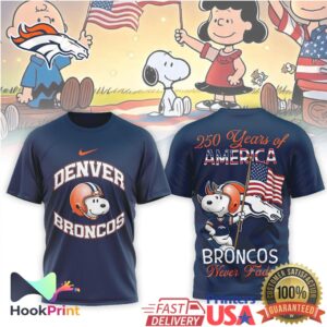 Denver Broncos Snoopy 250 Years of America Patriotic NFL Fan T Shirt