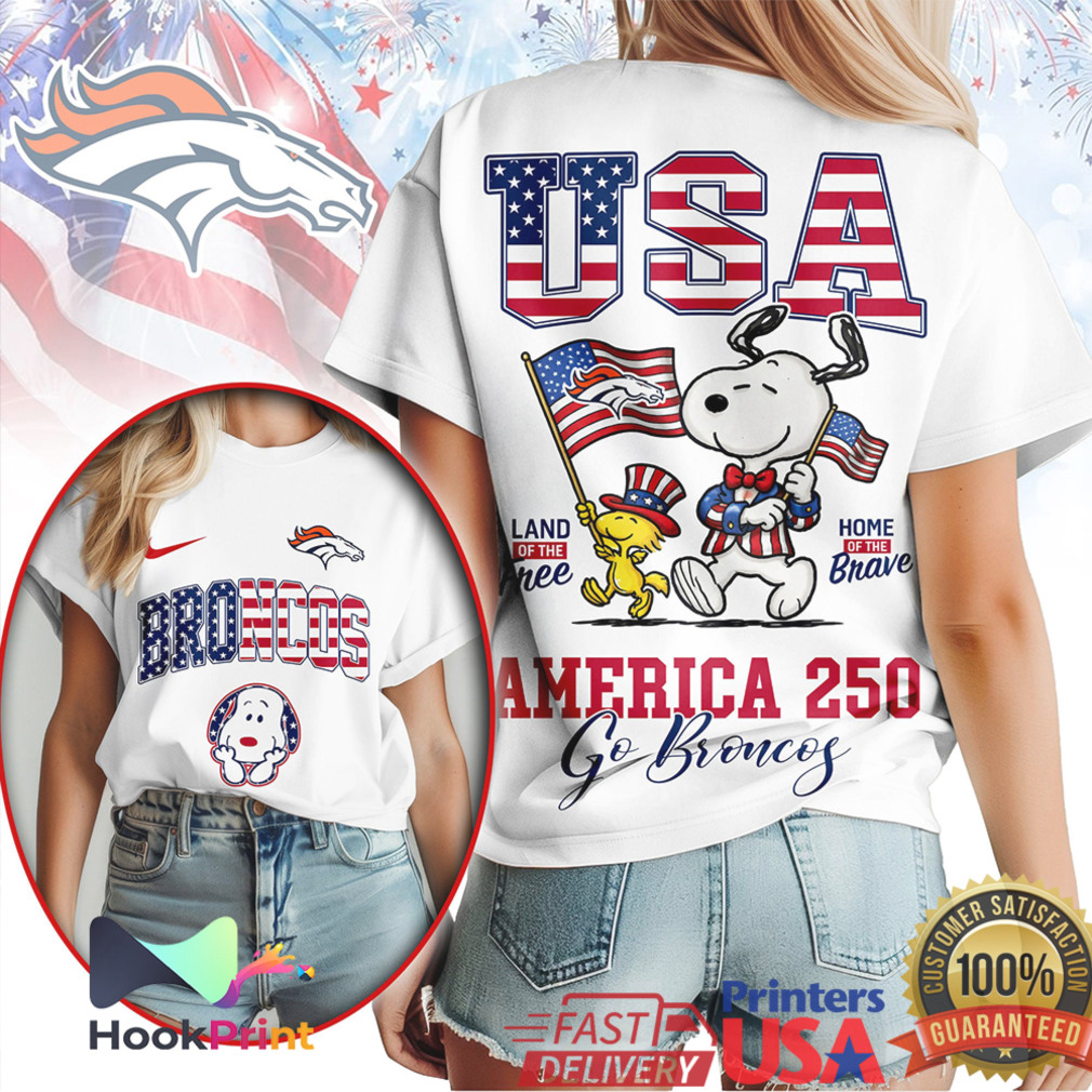 Denver Broncos Snoopy America 250 Home of the Brave Graphic T Shirt Denver Broncos Snoopy America 250 Home of the Brave Graphic T Shirt