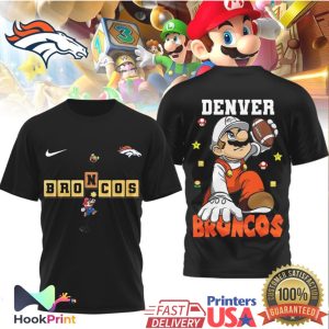 Denver Broncos Super Mario Bros Style NFL T Shirt Denver Broncos Super Mario Bros Style NFL T Shirt