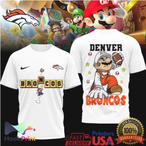 Denver Broncos Super Mario Bros Style NFL T Shirt