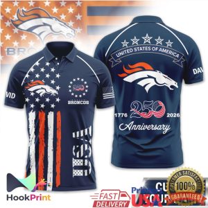 Denver Broncos USA 250th Anniversary 1776 2026 Patriotic Polo Shirt