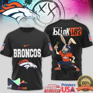 Denver Broncos x Blink 182 Bunny Mashup NFL Graphic T Shirt