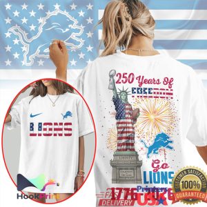 Detroit Lions 250 Years Of Freedom Statue of Liberty Patriotic NFL T Shirt