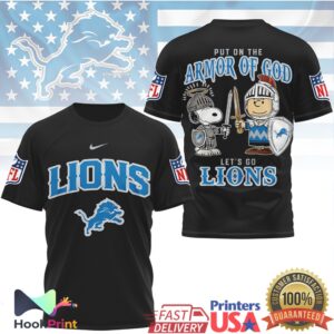 Detroit Lions Armor of God Peanuts Snoopy Charlie Brown T Shirt Detroit Lions Armor of God Peanuts Snoopy Charlie Brown T Shirt