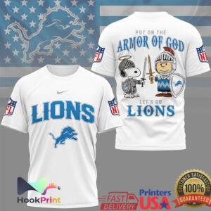 Detroit Lions Armor of God Peanuts Snoopy Charlie Brown T Shirt