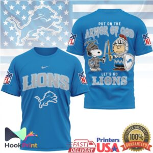 Detroit Lions Armor of God Peanuts Snoopy Charlie Brown T Shirt