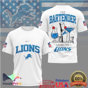 Detroit Lions Bartender NFL Fan Mixology Graphic T Shirt