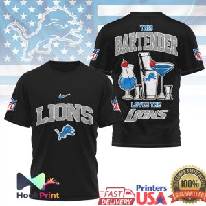 Detroit Lions Bartender NFL Fan Mixology Graphic T Shirt