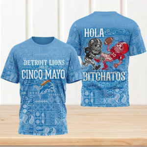 Detroit Lions Cinco De Mayo Bitchatos Skulls Blue Paisley T Shirt