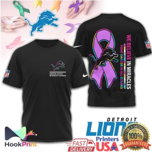 Detroit Lions Crucial Catch Intercept Cancer We Believe In Miracles T Shirt