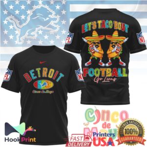 Detroit Lions Football Cinco De Mayo Let's Taco Bout Football Go Lions 2026 T Shirt