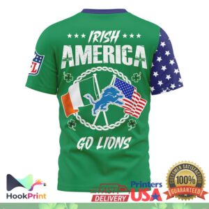 Detroit Lions Irish America St. Patrick's Day 2026 Vintage Fan Apparel T Shirt