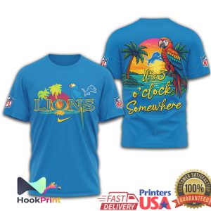 Detroit Lions It's 5 O'Clock Somewhere Tropical Parrot NFL T Shirt