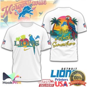 Detroit Lions It's 5 O'Clock Somewhere Tropical Parrot NFL T Shirt