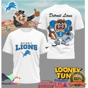 Detroit Lions Looney Tunes Taz Tasmanian Devil Football Graphic T Shirt