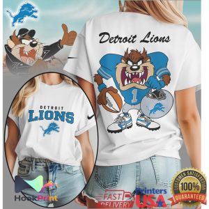 Detroit Lions Looney Tunes Taz Tasmanian Devil Football Graphic T Shirt