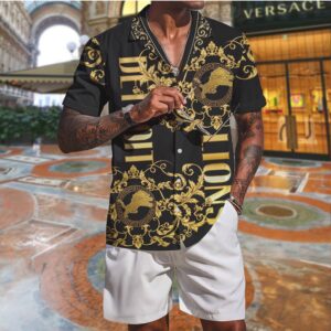 Detroit Lions NFL Baroque Gold Elegant T Shirt