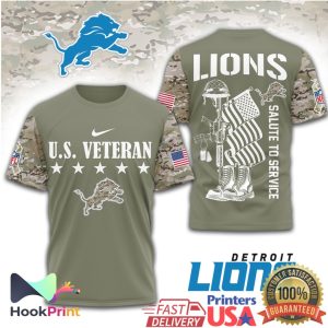 Detroit Lions NFL Salute to Service US Veteran Military Camo T Shirt