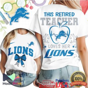 Detroit Lions Retired Teacher Loves Her Team Apple Heart men's Game Day School T Shirt