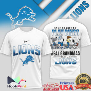 Detroit Lions Some Grandmas Play Bingo Real Grandmas Watch Lions Peanuts T Shirt Detroit Lions Some Grandmas Play Bingo Real Grandmas Watch Lions Peanuts T Shirt
