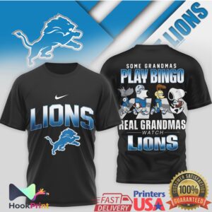 Detroit Lions Some Grandmas Play Bingo Real Grandmas Watch Lions Peanuts T Shirt
