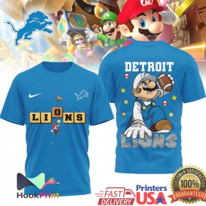 Detroit Lions Super Mario Bros Retro NFL Fan T Shirt