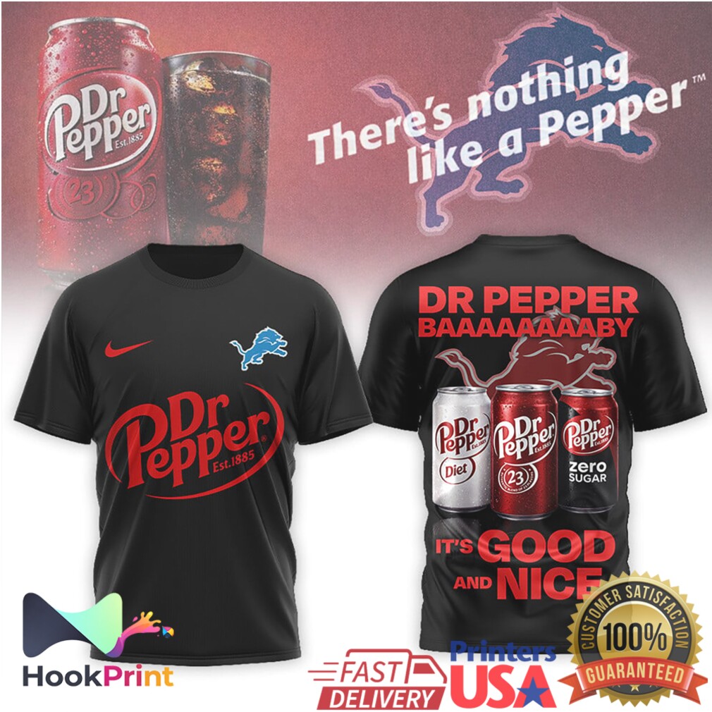Detroit Lions x Dr Pepper Soda Brand Mashup NFL Graphic T Shirt Detroit Lions x Dr Pepper Soda Brand Mashup NFL Graphic T Shirt
