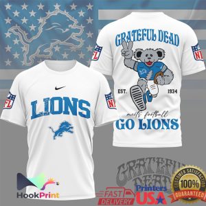 Detroit Lions x Grateful Dead Dancing Bear NFL T Shirt