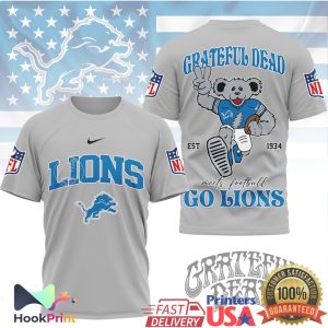 Detroit Lions x Grateful Dead Dancing Bear NFL T Shirt