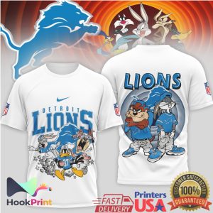 Detroit Lions x Looney Tunes 90s Style Vintage NFL Graphic T Shirt