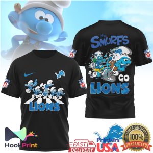 Detroit Lions x The Smurfs Go Lions Abbey Road Funny NFL T Shirt