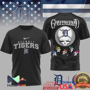 Detroit Tigers x Grateful Dead Stealie Logo Baseball T Shirt Detroit Tigers x Grateful Dead Stealie Logo Baseball T Shirt