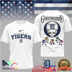 Detroit Tigers x Grateful Dead Stealie Logo Baseball T Shirt