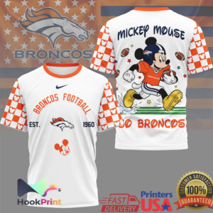 Disney Mickey Mouse Denver Broncos Football Custom NFL Fan T Shirt