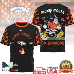 Disney Mickey Mouse Denver Broncos Football Custom NFL Fan T Shirt