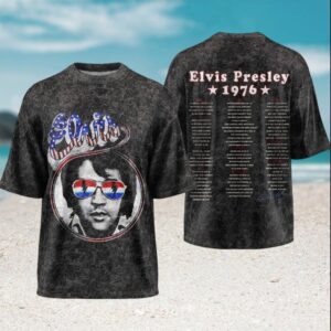 Elvis Presley 1976 North American Tour Retro Portrait Music Legend Fan T Shirt